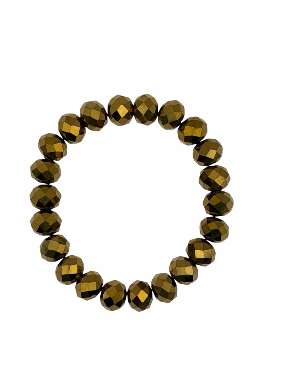 Vintage Bronze Gold Faceted Bead Stretch Bracelet Beauty Collection